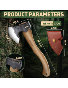 Hacha PURPLEBIRD 38.1 cm de acero al carbono con funda 2