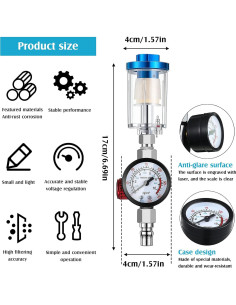 Válvula Reguladora de Aire Honoson 1/4" con Manómetro y Filtro 2