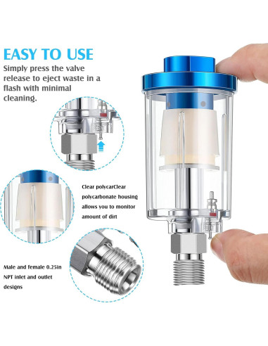 Válvula Reguladora de Aire Honoson 1/4" con Manómetro y Filtro