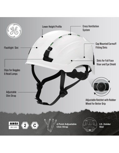 Casco de Seguridad GE GH500W, Ajustable, Ventilado, ABS