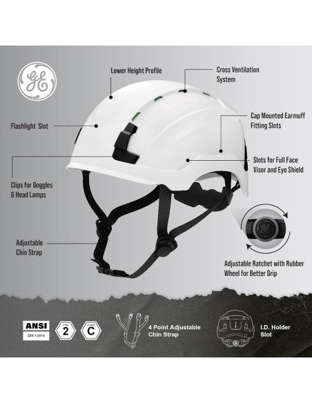 Casco de Seguridad GE GH500W, Ajustable, Ventilado, ABS
