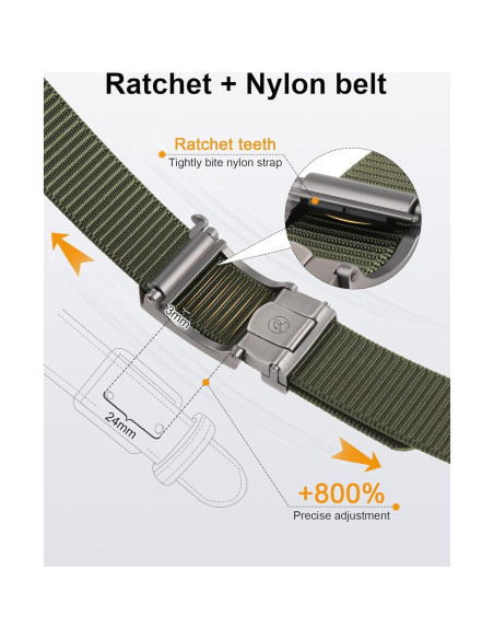 Cinturón Ratchet JUKMO para Hombres Ajustable de Nylon