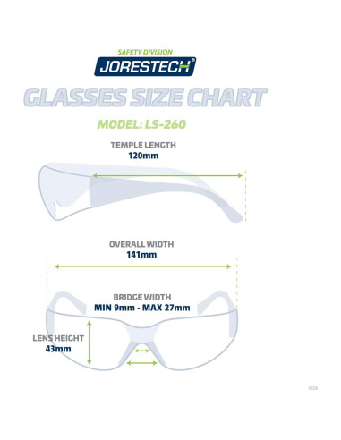 Gafas de Seguridad JORESTECH LS-260, Lentes Resistentes 12 Pzas