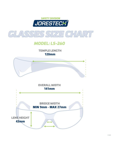 Gafas de Seguridad JORESTECH LS-260, Lentes Resistentes 12 Pzas