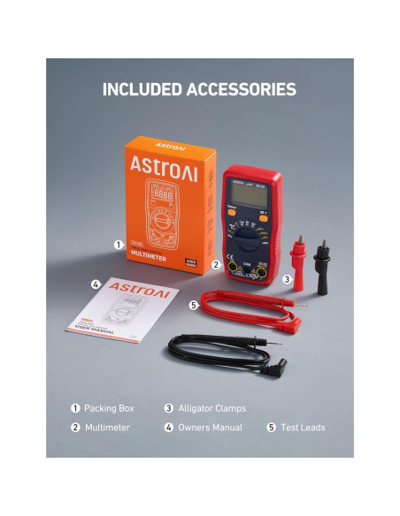 Multímetro Digital AstroAI ASIDM130B, Mide Voltaje y Más