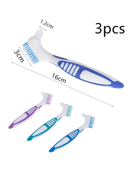 Cepillo de Limpieza de Dentaduras QIUTINGD 3 Pcs Cerdas Suaves