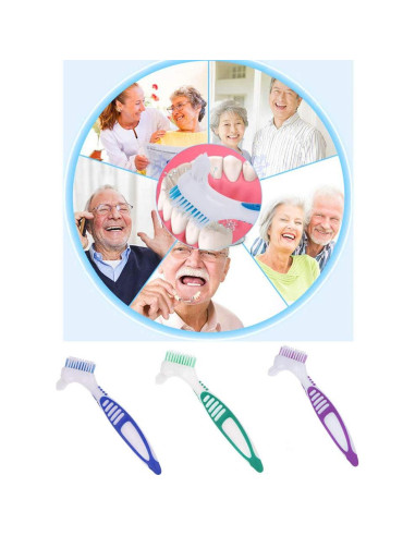 Cepillo de Limpieza de Dentaduras QIUTINGD 3 Pcs Cerdas Suaves