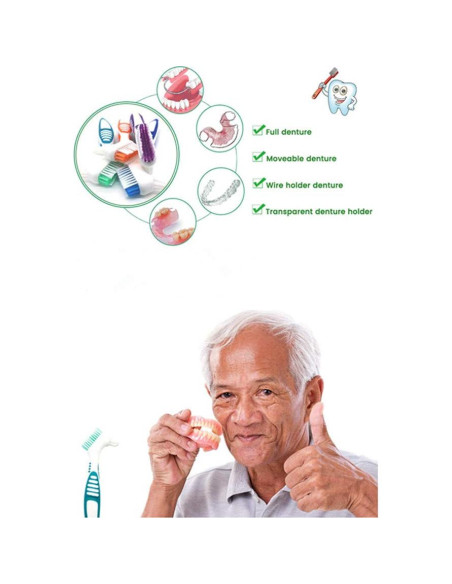 Cepillo de Limpieza de Dentaduras QIUTINGD 3 Pcs Cerdas Suaves