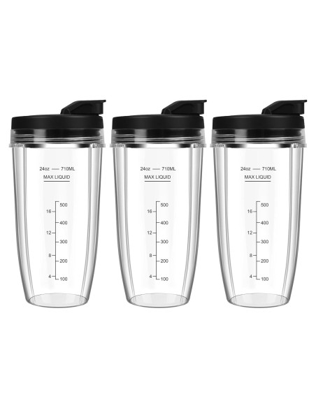 Tazas de licuadora Ninja 24 oz - 3 piezas con tapa abatible