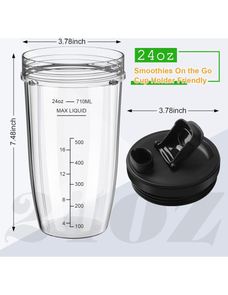 Tazas de licuadora Ninja 24 oz - 3 piezas con tapa abatible