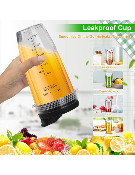 Tazas de licuadora Ninja 24 oz - 3 piezas con tapa abatible