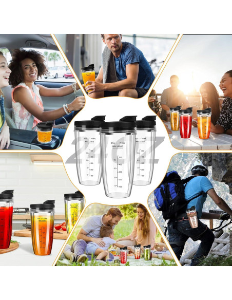 Tazas de licuadora Ninja 24 oz - 3 piezas con tapa abatible