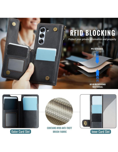 Funda de Cartera Vinich para Samsung Galaxy Z Fold 6 Negra