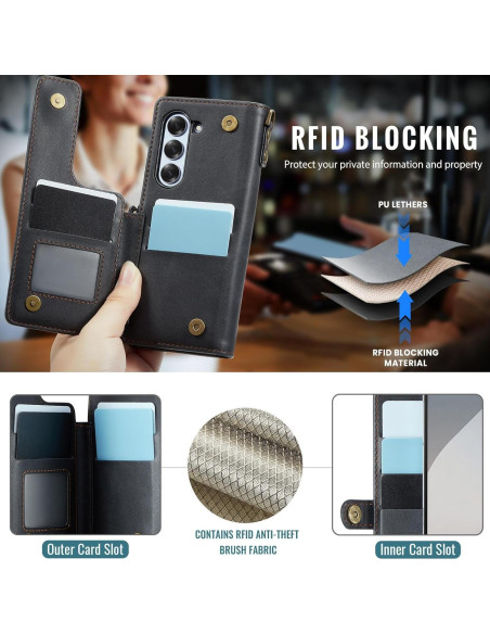 Funda de Cartera Vinich para Samsung Galaxy Z Fold 6 Negra
