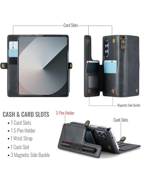 Funda de Cartera Vinich para Samsung Galaxy Z Fold 6 Negra