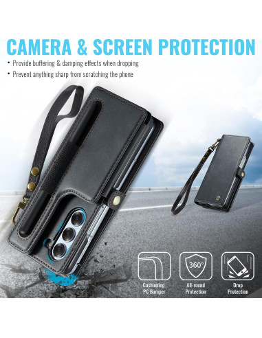 Funda de Cartera Vinich para Samsung Galaxy Z Fold 6 Negra
