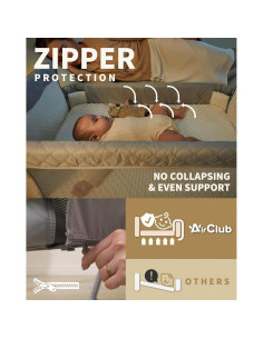 Cuna de Lado AirClub Gris con Altura Ajustable y Malla Transpirable 2