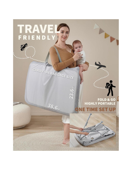 Cuna de Lado AirClub Gris con Altura Ajustable y Malla Transpirable