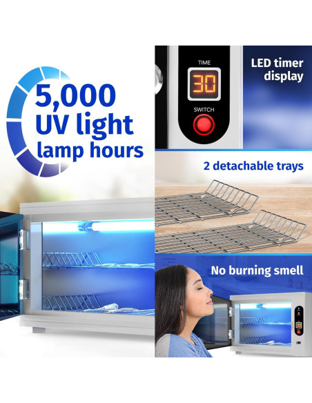 Esterilizador UV JJ CARE 8 Litros con Temporizador LED