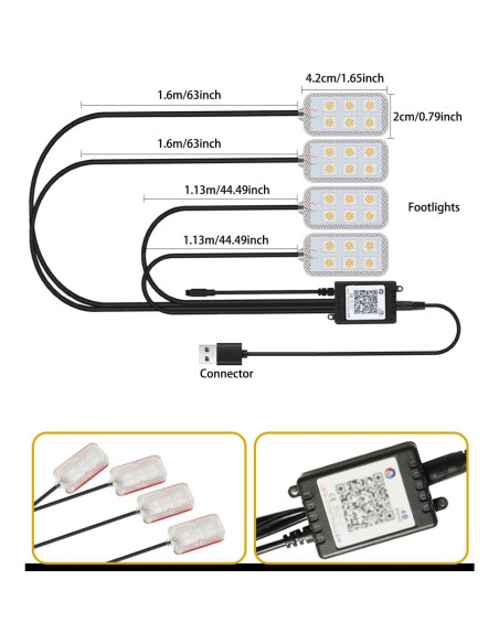 Luces LED de Interior para Coche YONGMING RGB Control APP 12V
