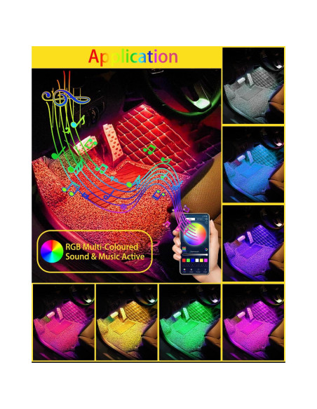 Luces LED de Interior para Coche YONGMING RGB Control APP 12V