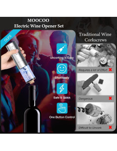 Abridor de Vino Eléctrico Moocoo KPQ-SL Set Completo 2