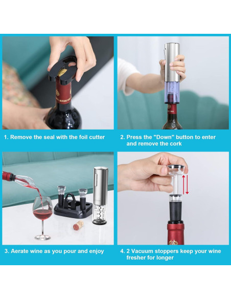 Abridor de Vino Eléctrico Moocoo KPQ-SL Set Completo