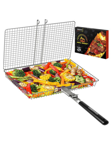 Cesta de Parrilla CEBERVICE Extra Grande Acero Inoxidable 36x24cm