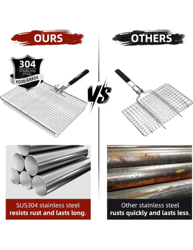 Cesta de Parrilla CEBERVICE Extra Grande Acero Inoxidable 36x24cm