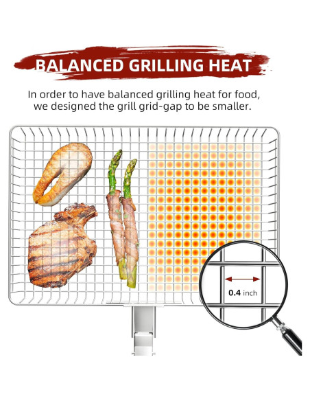 Cesta de Parrilla CEBERVICE Extra Grande Acero Inoxidable 36x24cm