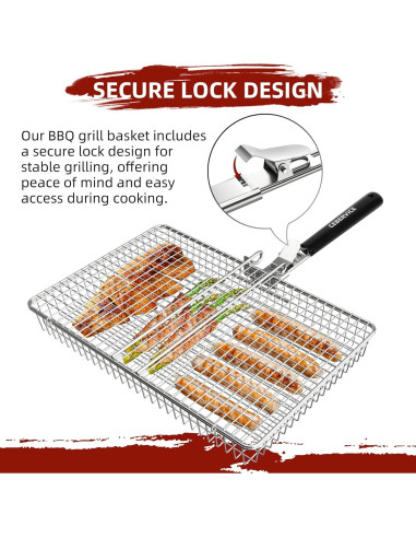 Cesta de Parrilla CEBERVICE Extra Grande Acero Inoxidable 36x24cm