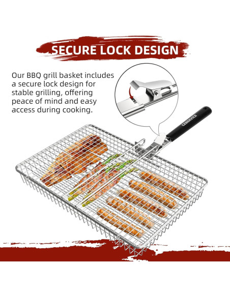 Cesta de Parrilla CEBERVICE Extra Grande Acero Inoxidable 36x24cm