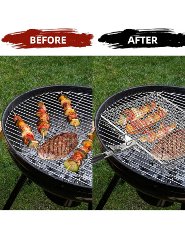 Cesta de Parrilla CEBERVICE Extra Grande Acero Inoxidable 36x24cm