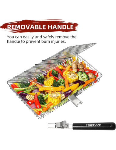 Cesta de Parrilla CEBERVICE Extra Grande Acero Inoxidable 36x24cm