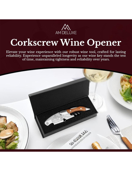 Sacacorchos AM DELUXE de Acero Inoxidable y Madera