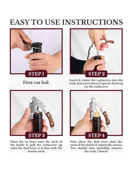 Sacacorchos AM DELUXE de Acero Inoxidable y Madera