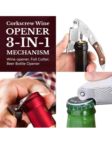 Sacacorchos AM DELUXE de Acero Inoxidable y Madera