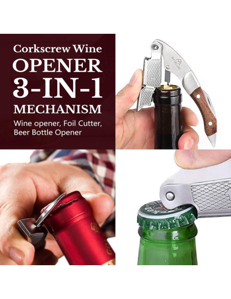 Sacacorchos AM DELUXE de Acero Inoxidable y Madera