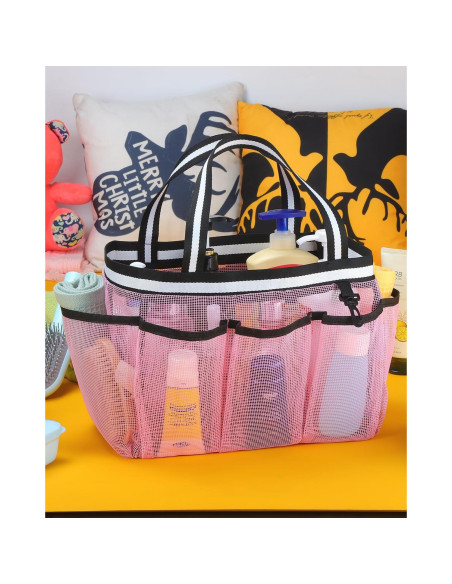 Caddy de Ducha Ocim XL Portátil Malla Rosa 7 Bolsillos