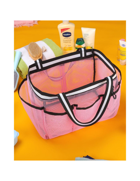 Caddy de Ducha Ocim XL Portátil Malla Rosa 7 Bolsillos