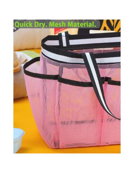 Caddy de Ducha Ocim XL Portátil Malla Rosa 7 Bolsillos