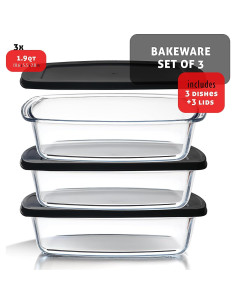 Bandejas de vidrio EATEX para hornear pan 1.8L, 3 piezas 2