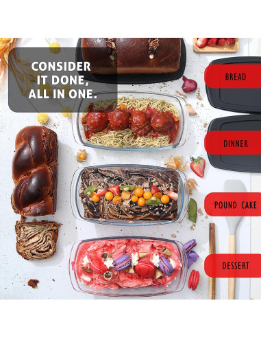Bandejas de vidrio EATEX para hornear pan 1.8L, 3 piezas