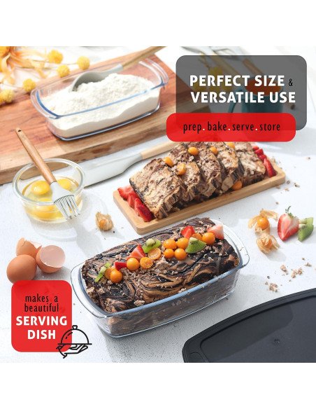 Bandejas de vidrio EATEX para hornear pan 1.8L, 3 piezas