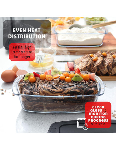 Bandejas de vidrio EATEX para hornear pan 1.8L, 3 piezas