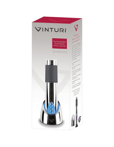 Abrebotellas de vino eléctrico Vinturi recargable plateado