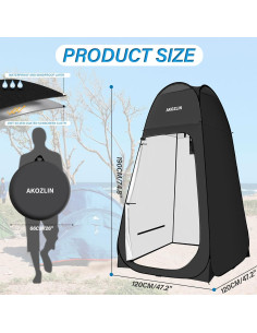 Carpa de Ducha Plegable AKOZLIN 1.88m Impermeable Negra 2