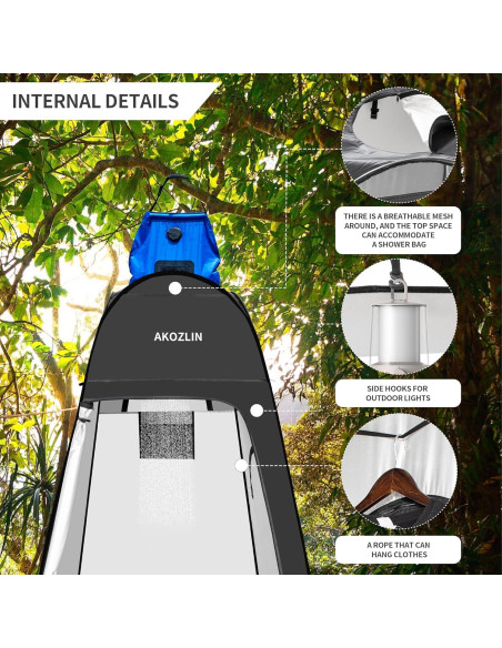 Carpa de Ducha Plegable AKOZLIN 1.88m Impermeable Negra
