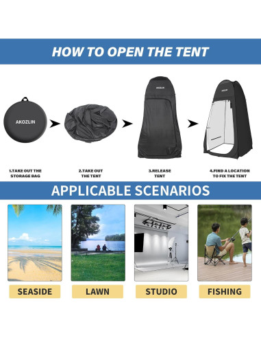 Carpa de Ducha Plegable AKOZLIN 1.88m Impermeable Negra