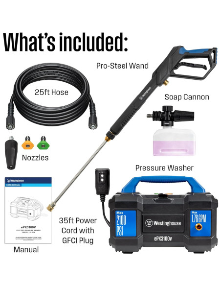 Limpiadora a Presión Eléctrica Westinghouse ePX3100v 2100 PSI